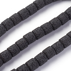 Black Natural Lava Rock Beads Strands, Dyed, Column, Black, 10x10~10.5mm, Hole: 2mm, about 39 pcs/Strand, 15.35 inch(39 cm)