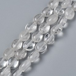 Quartz Crystal Natural Quartz Crystal Beads Strands, Rock Crystal Beads, Oval, 8x6x3.5~4mm, Hole: 1mm, about 45~52pcs/strand, 15.16~15.74 inch(38.5~40cm)