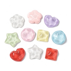 Mixed Color Translucent Resin Cabochons, Water Ripple Cabochons, Star & Heart & Square, Mixed Shapes, Mixed Color, 15.5~21x16~21x6.5~7.5mm