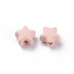 Pink Spray Painted Acrylic Beads, Star, Pink, 8.5x9.5x5mm, Hole: 2mm, about 2050pcs/500g