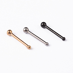 Mixed Color 304 Stainless Steel Nose Studs, Nose Bone Rings, Nose Piercing Jewelry, Mixed Color, 10mm, Bar Length: 1/4"(6.6mm), Pin: 18 Gauge(1mm)