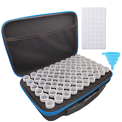 Deep Sky Blue DIY Diamond Painting Tools Kit, including 1Pc Storage Case, 1 Sheet Blank Stickers, 1Pc Silicone Funnel Hopper, 60Pcs Plastic Seperated Jar with Lid, Deep Sky Blue, 320x230x70mm