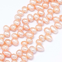 Wheat Natural Cultured Freshwater Pearl Beads Strands, Potato, Wheat, 7~11x7~8mm, Hole: 0.8mm, about 59pcs/strand, 14.7 inch(36cm)