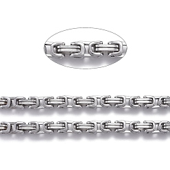 Stainless Steel Color 304 Stainless Steel Byzantine Chains, Unwelded, Stainless Steel Color, 8~11.5x5mm