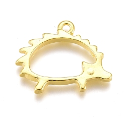 Golden Alloy Open Back Bezel Pendants, For DIY UV Resin, Epoxy Resin, Pressed Flower Jewelry, Hedgehog, Golden, 16x20.5x2.5mm, Hole: 1.5mm