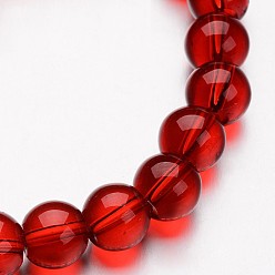 Red Glass Round Bead Strands, Red, 6mm, Hole: 1mm, about 50pcs/strand, 11 inch