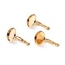 Golden 304 Stainless Steel Leverback Earring Settings, Flat Round, Golden, Tray: 16mm, 27x18x16mm, Pin: 0.7mm