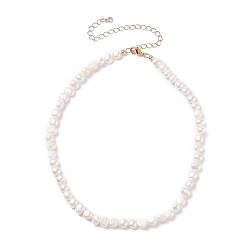 White Vintage Natural Pearl Beaded Necklace for Women, White, 19.29 inch(49cm)