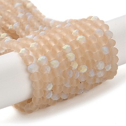 Bois Solide Chapelets de perles en verre transparentes  , facette, givré, demi couleur ab plaqué, rondelle, burlywood, 4~4.5x3.5~4mm, Trou: 1mm, Environ 117~121 pcs/chapelet, 16.61~16.73 pouce (42.2~42.5 cm)