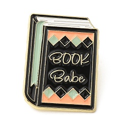 Book Pasadores de esmalte de aleación de zinc con tema de lectura, Broche de bebé con libro de palabras para ropa mochila, libro, 28.5x21.5x1.5 mm