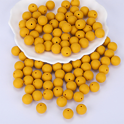 Jaune Perles focales rondes en silicone, perles à mâcher pour les jouets de dentition, Diy soins infirmiers colliers faisant, jaune, 15mm, Trou: 2mm