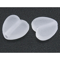 White Frosted Transparent Acrylic Beads, Heart, White, 8x8x4mm, Hole: 1.5mm, about 2770pcs/500g