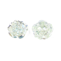 Pale Green Transparent ABS Plastic Cabochons, Flower, Pale Green, 19.5x7.5mm