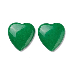 Jade Cabujones naturales jade, corazón, teñido, verde mar, 29~30x29~30x6~8 mm