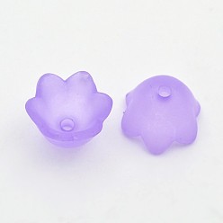 Pourpre Moyen Perles acryliques transparentes, Style givré, chapeaux de perles de fleurs de tulipe, muguet violet moyen, 10x9x6.5mm, trou: 1.5 mm, environ 2200 pcs / 500 g
