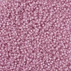 (RR555) Alabastro forrado en plata rosa teñida Cuentas de rocailles redondas miyuki, granos de la semilla japonés, 8/0, (rr 555) teñido de alabastro forrado de plata rosa, 8/0, 3 mm, agujero: 1 mm, Sobre 2111~2277 unidades / 50 g