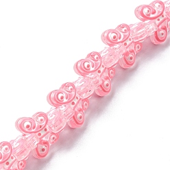Pink Hilos de abalorios de murano hechos a mano, con esmalte, mariposa, rosa, 10x14x6 mm, agujero: 1.2 mm, sobre 30 unidades / cadena, 9.06'' (23 cm)