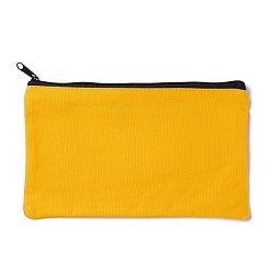 Orange Rectangle Canvas Jewelry Storage Bag, with Black Zipper, Cosmetic Bag, Multipurpose Travel Toiletry Pouch, Orange, 20x13x0.3cm