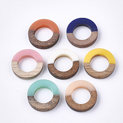 (52) Непрозрачная лаванда Соединительные кольца из смолы и орехового дерева, кольцо, разноцветные, 18x4 мм