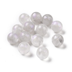 Light Grey Opaque Acrylic Beads, Glitter Beads, Round, Light Grey, 10.5~11mm, Hole: 2mm, about 510pcs/500g