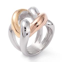Multicolor 304 anillos de dedo del acero inoxidable, nudo, multicolor, tamaño de 6~9, diámetro interior: 16.5~18.9 mm