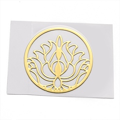 Golden Self Adhesive Brass Stickers, Scrapbooking Stickers, for Epoxy Resin Crafts, Ring with Flower, Golden, 3x0.05cm