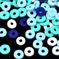 Turquoise Perles en fimo faits à la main, perles heishi, pour les fournitures de bricolage bijoux artisanat, disque / plat rond, turquoise, 6x1mm, Trou: 2mm, environ26000 pcs / 1000 g