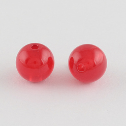 Красный Имитации акриловых шариков желе, круглые, красные, 10 мм, Отверстие : 2 мм , около 850 шт / 500 г