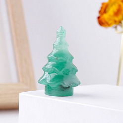 Aventurina Verde Estatua de árbol de navidad de aventurina verde natural, para la decoración de la pantalla del escritorio del hogar, 35~40x20~25 mm