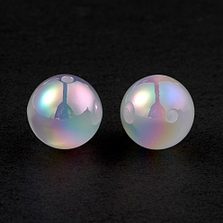 Coloré Perles acryliques opaques, couleur ab , ronde, colorées, 15.8x15.8mm, Trou: 2.4mm