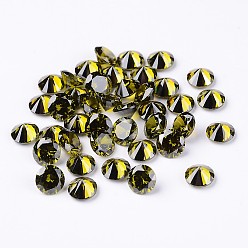 Olivine Diamond Shape Glass Rhinestone Cabochons, Pointed Back, Olivine, 6x4mm, about 100pcs/bag