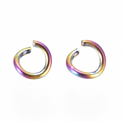 Rainbow Color Ионное покрытие (ip) 304 открытые соединительные кольца из нержавеющей стали, Радуга цветов, 22 датчик, 3.5x0.6 мм, внутренний диаметр: 2.3 мм