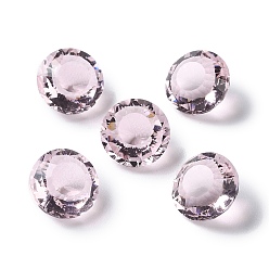 Rose Nacré Cabochons en verre transparent strass, facette, pointé en arrière, diamant, perle rose, 10x7mm