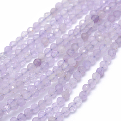 Amethyst Natural Amethyst Beads Strands, Faceted, Round, 3mm, Hole: 0.6~0.8mm, about 113pcs/strand, 15.35 inch(39cm)