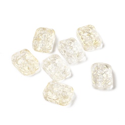 Clear Transparent Spray Painted Glass Beads, Rectangle, Clear, 18x13x5.5mm, Hole: 1.4mm