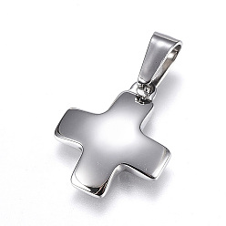 Stainless Steel Color 304 Stainless Steel Charms, Greek Cross, Stainless Steel Color, 18x15x2.5mm, Hole: 7x3.5mm