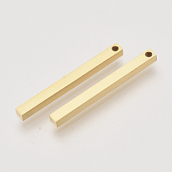 Golden 201 Stainless Steel Pendants, Bar, Golden, 35x3x3mm, Hole: 1.5mm