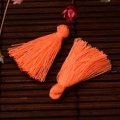 Dark Orange Cotton Thread Tassels Pendant Decorations, Dark Orange, 25~31x5mm, about 39~47pcs/bag