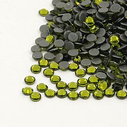 Olivine Glass Hotfix Rhinestone, Grade AA, Flat Back & Faceted, Half Round, Olivine, SS8, 2.3~2.4mm, about 1440pcs/bag