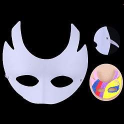 Cat Shape DIY Unpainted Masquerade Mask, White Plain Half Face Paper Mask for Party Decoration, Cat Pattern, 210x200mm