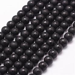 Black Agate Natural Black Agate Beads Strands, Dyed & Heated, Frosted, Round with Six Word, 6mm, Hole: 1.2mm, about 64pcs/strand
