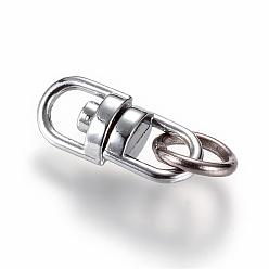 Platinum Alloy Double Ended Swivel Eye Hook, Swivel Connectors Clasp, with Iron Jump Rings, Platinum, 18x7.5x4.5mm, Hole: 4.5x5mm