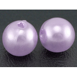 Lilas Perles acryliques en nacre d'imitation , teint, ronde, lilas, 6x5.5mm, trou: 1.5~2 mm, environ 4500 pièces / livre