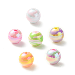 Mixed Color UV Plating Rainbow Iridescent Acrylic Beads, Round, Mixed Color, 16mm, Hole: 3mm