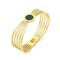 Золотой 304 шарнирные браслеты из нержавеющей стали, окрашенный распылением плоский круглый браслет с римскими цифрами для женщин, золотые, 0.2 см, внутренний диаметр: 2-3/8 дюйм (6 см)
