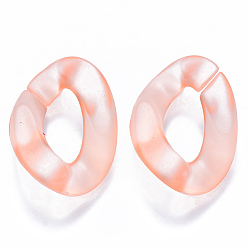 Light Salmon Transparent Acrylic Linking Rings, Quick Link Connectors, for Curb Chains Making, Frosted, Twist, Light Salmon, 30x21x6mm, Inner Diameter: 16x8mm