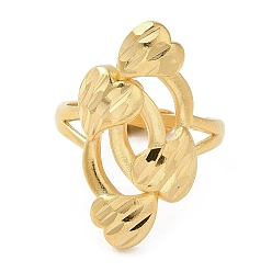Сердце Регулируемые женские латунные кольца из светлого золота, сердце, внутренний диаметр: 20 мм