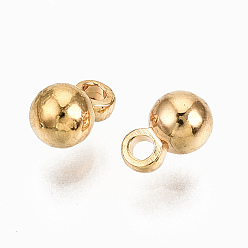Real 18K Gold Plated Brass Charms, Nickel Free, Round, Real 18K Gold Plated, 4.5x3mm, Hole: 0.8mm