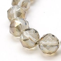 Tan Electroplate Glass Beads Strands, Full Pearl Luster Plated, Faceted, Round, Tan, 10mm, Hole: 1mm