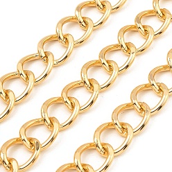 Золотой Оксидированные алюминиевые бордюрные цепи, несварные, с катушкой, золотые, 16x12.5x2 мм, около 65.62 футов (20 м) / рулон